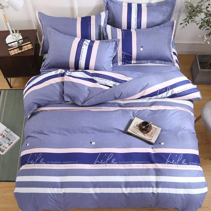 

Striped Pattern Bedding Set Without Filler, Purple