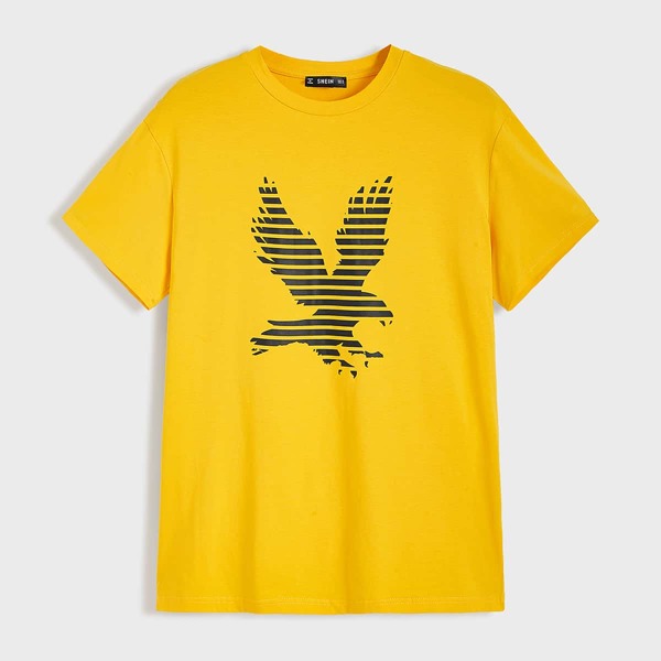 

Men Eagle Print Tee, Yellow bright