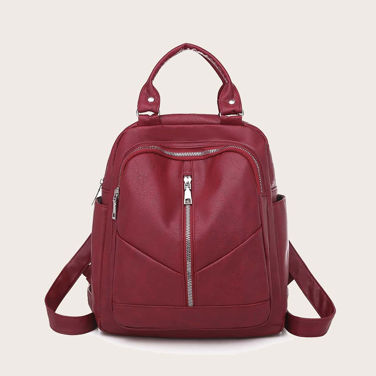 

Zip Front Backpack, Red