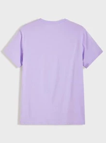 Manfinity RebelGame Men Cotton Embroidered Rose Tee - Purple - View 2