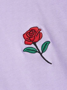 Manfinity RebelGame Men Cotton Embroidered Rose Tee - Purple - View 3