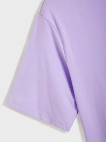 Manfinity RebelGame Men Cotton Embroidered Rose Tee - Purple - View 4