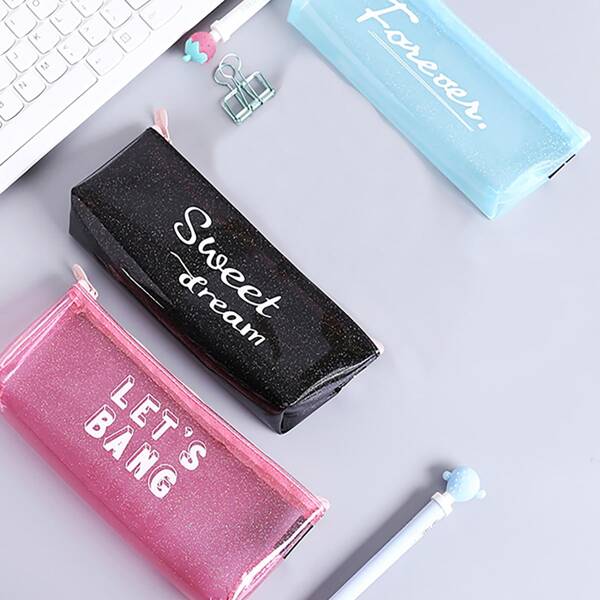 

1pc Letter Graphic Pencil Case, Multicolor