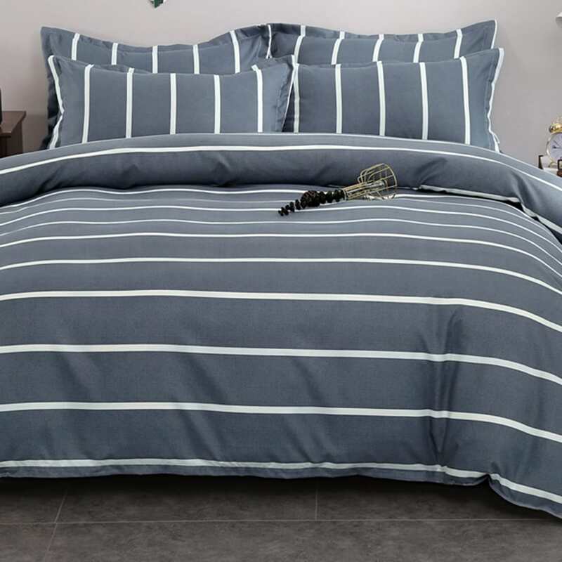 

Striped Pattern Bedding Set Without Filler, Grey