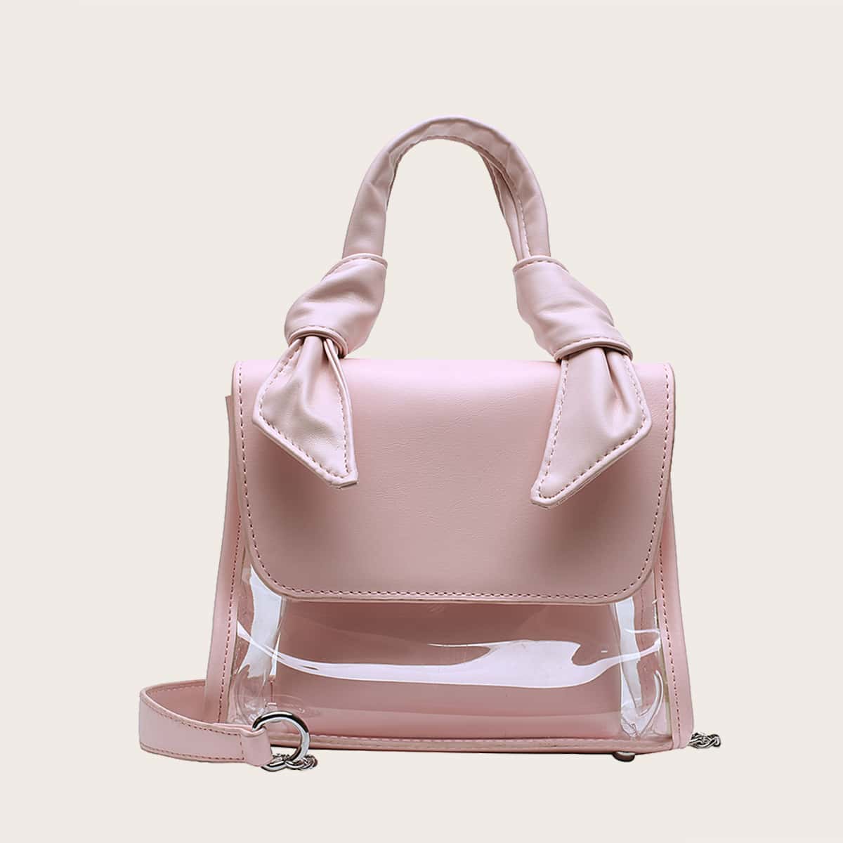 

Clear Satchel Bag, Pink