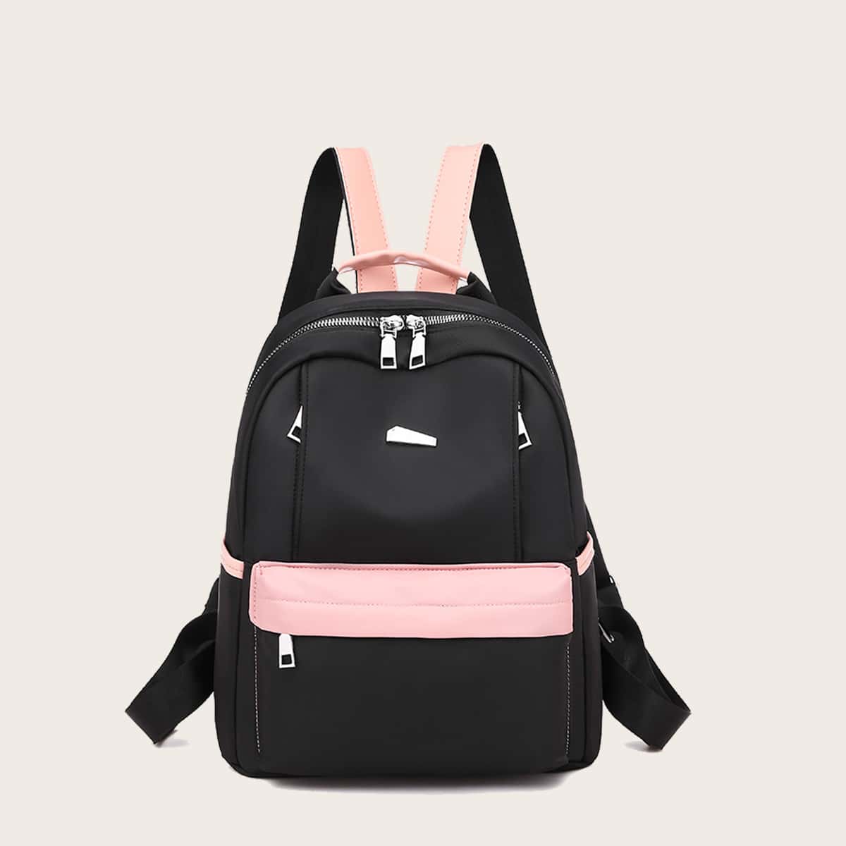 

Pocket Front Two Tone Backpack, Black