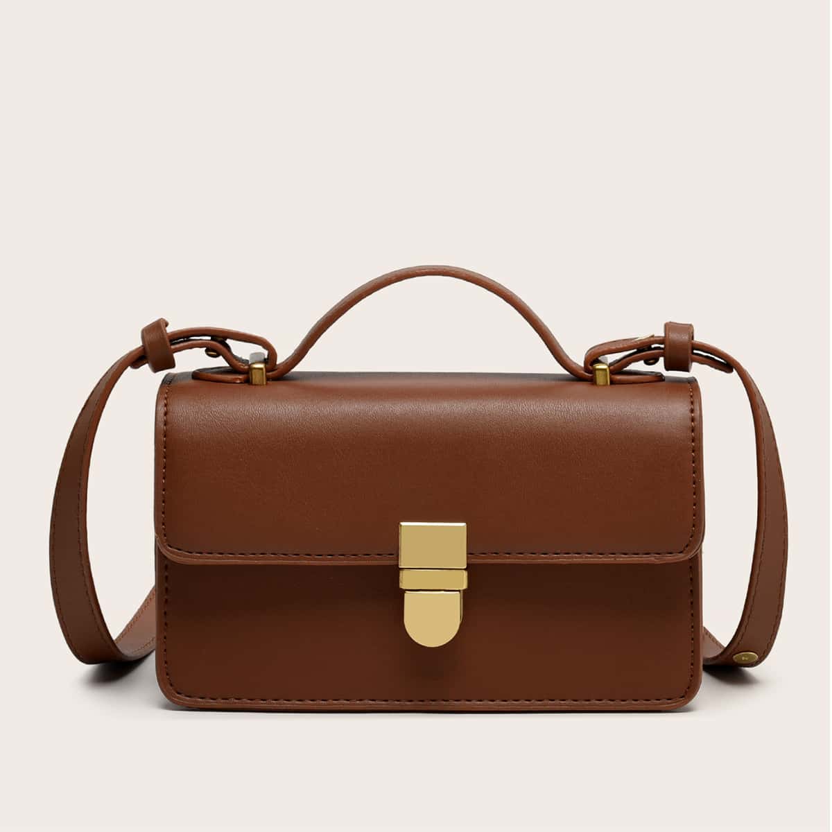 

Minimalist Flap Satchel Bag, Brown