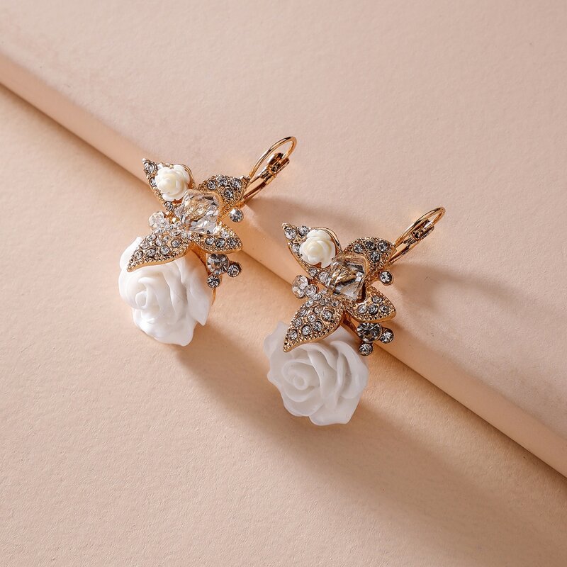 

Rhinestone Decor Rose Decor Drop Earrings, Multicolor