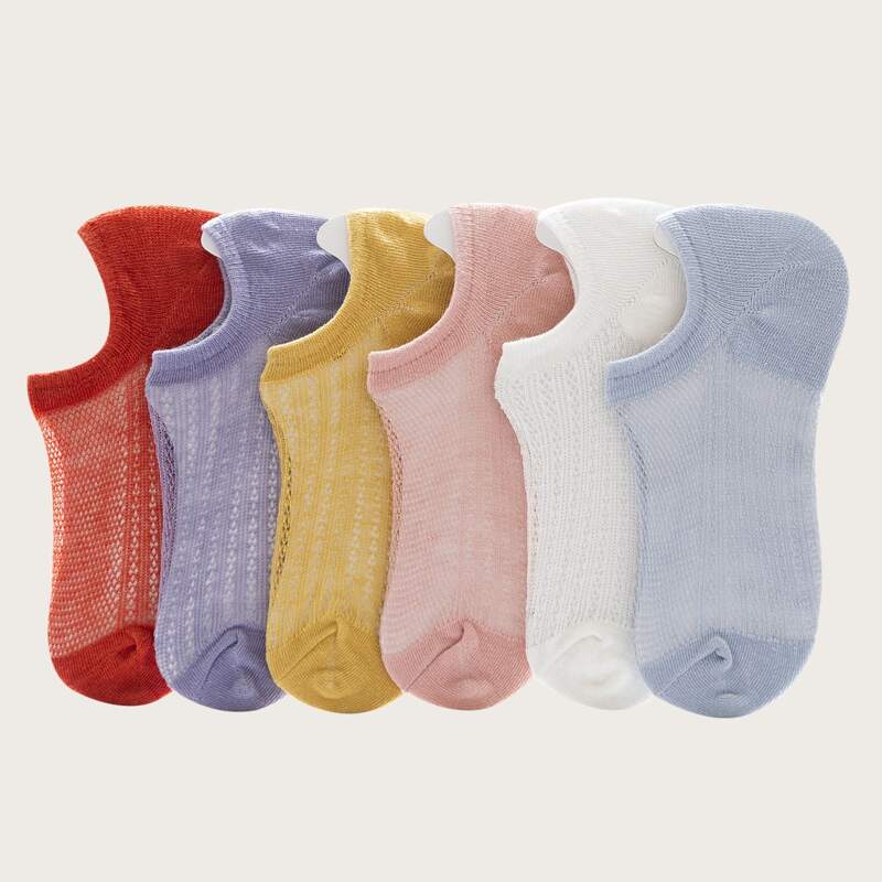 

Plain Hollow Out Socks, Multicolor