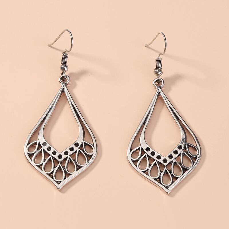 

Hollow Out Drop Earrings, Silver