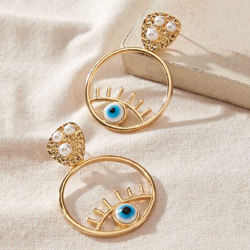 

Evil Eye Decor Round Drop Earrings, Multicolor