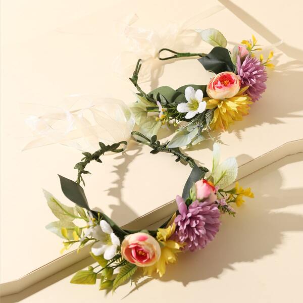 

Parent-girls Flower Decor Headband, Multicolor