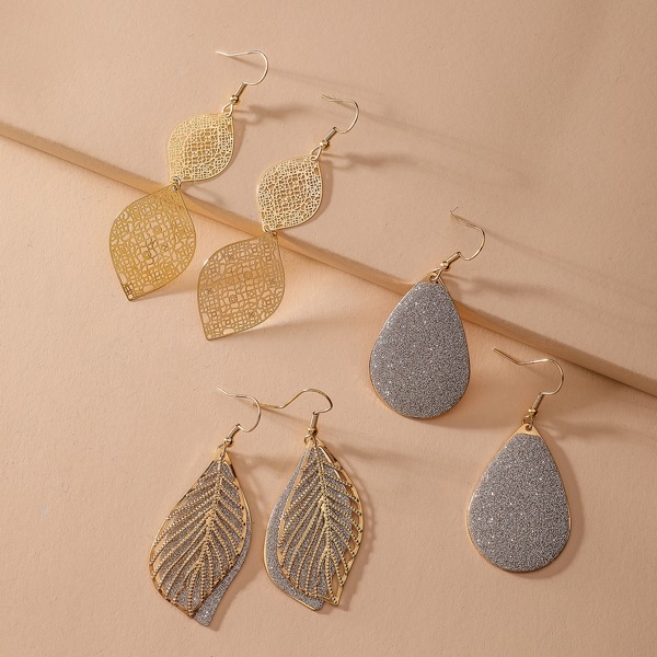 

3 пары серьги-подвески, Многоцветный