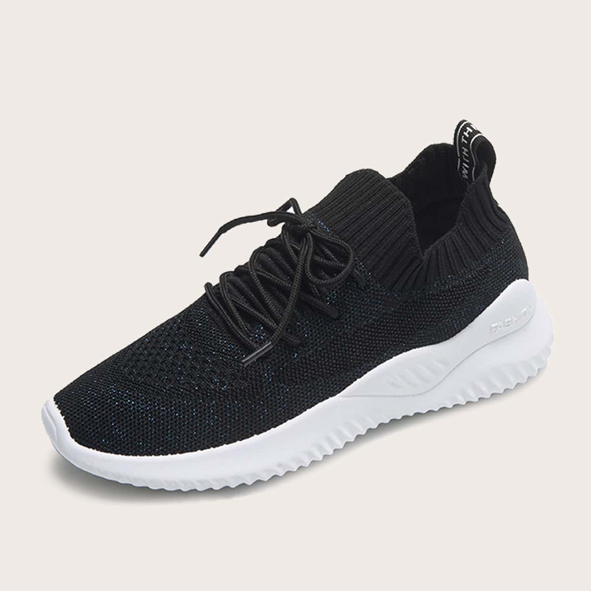 

Lace-up Front Wide Fit Sneakers, Black