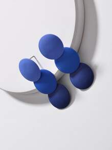 1pair Tiered Round Earrings - Blue - View 2