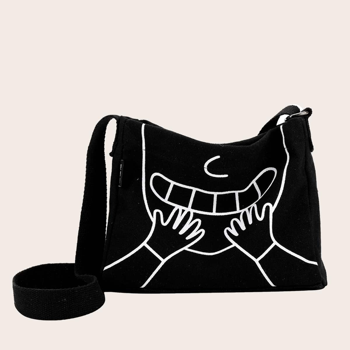 

Figure Graphic Crossbody Bag, Black