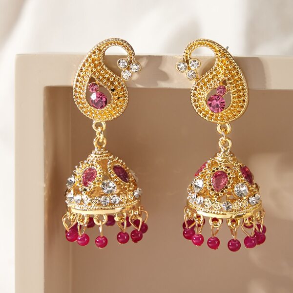 

Серьги-подвески Jhumka в форме колокола со стразами, Многоцветный