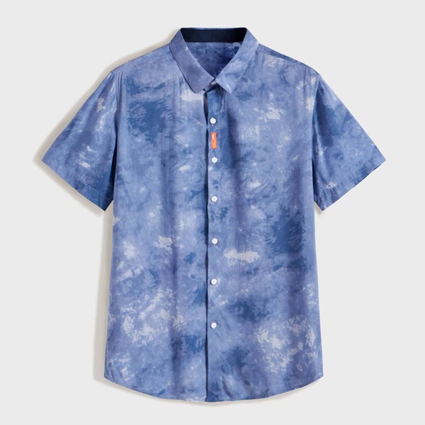 

Men Tie Dye Letter Patched Shirt, Blue