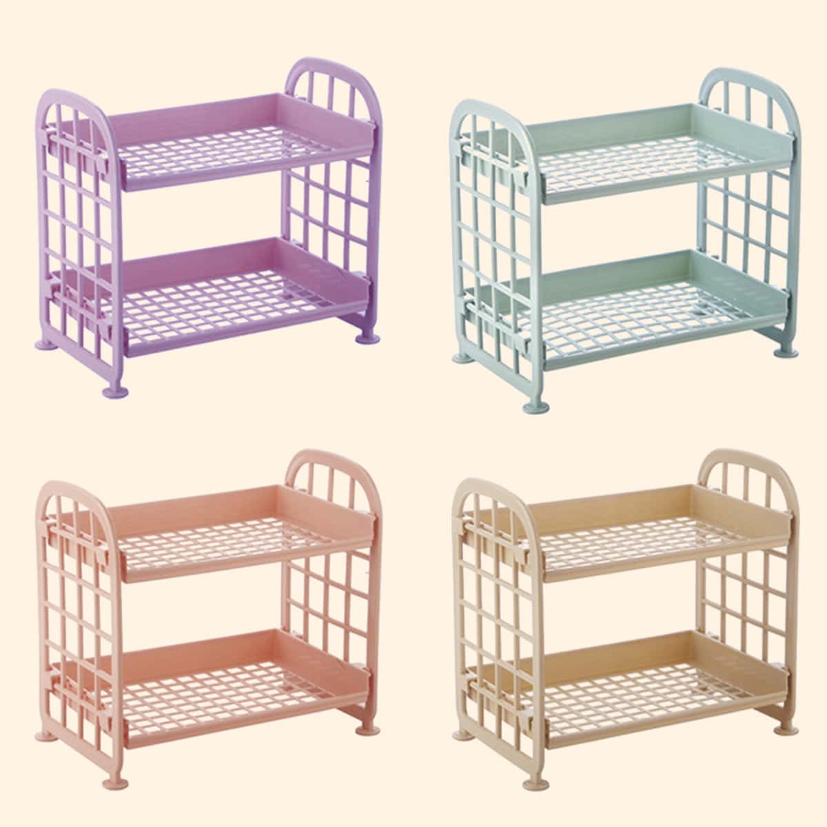 

1pc Double Layer Storage Rack, Multicolor