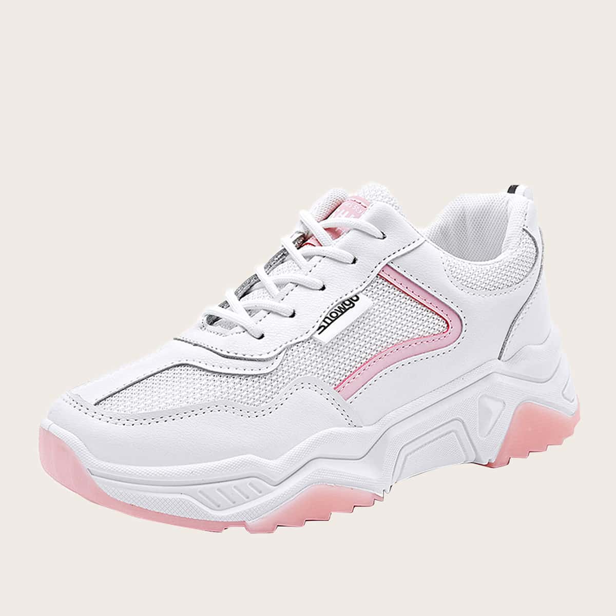 

Lace-up Front Chunky Sneakers, White
