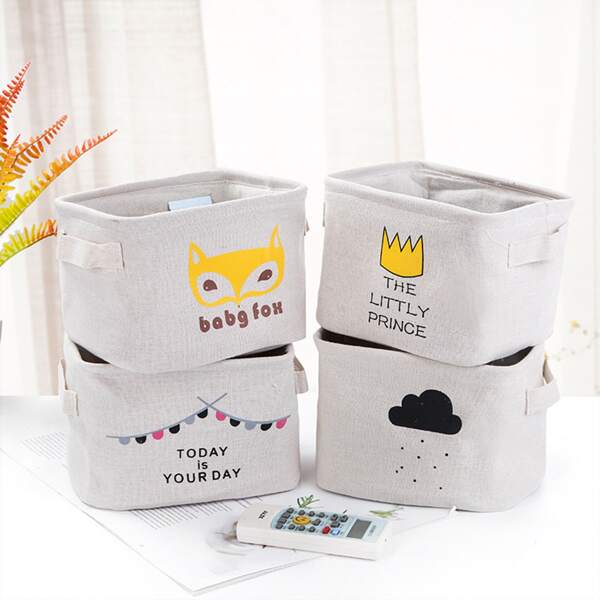 

1pc Cartoon Storage Basket, White