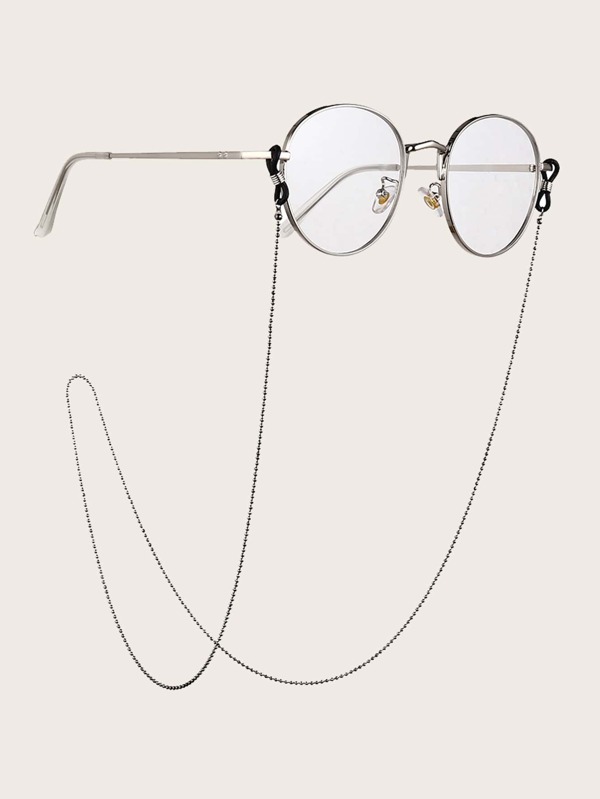 1 Peça Corrente para Óculos de Metal Decorada com Contas Redondas Simples e na Moda, Corrente de Óculos de Sol de Silicone Antiderrapante, Suporte de Óculos para Homens e Mulheres, Corrente de Óculos na Moda, Cordão de Óculos de Sol