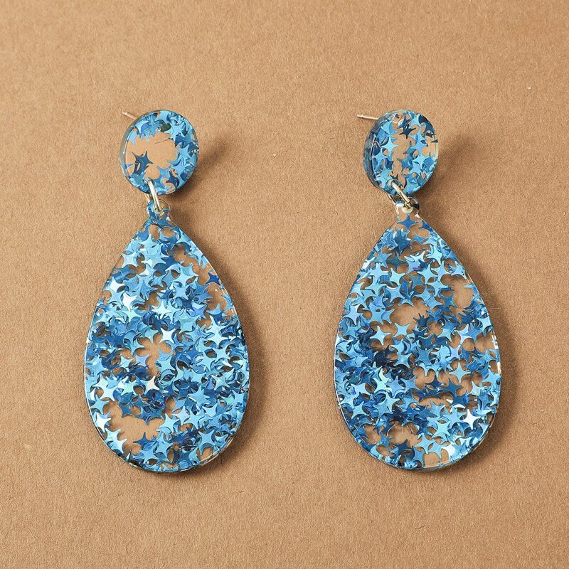 

Water Drop Earrings, Blue