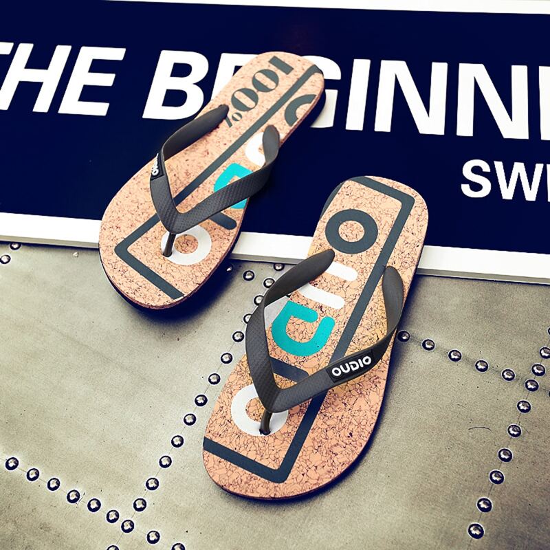 

Guys Letter Graphic Flip Flops, Grey