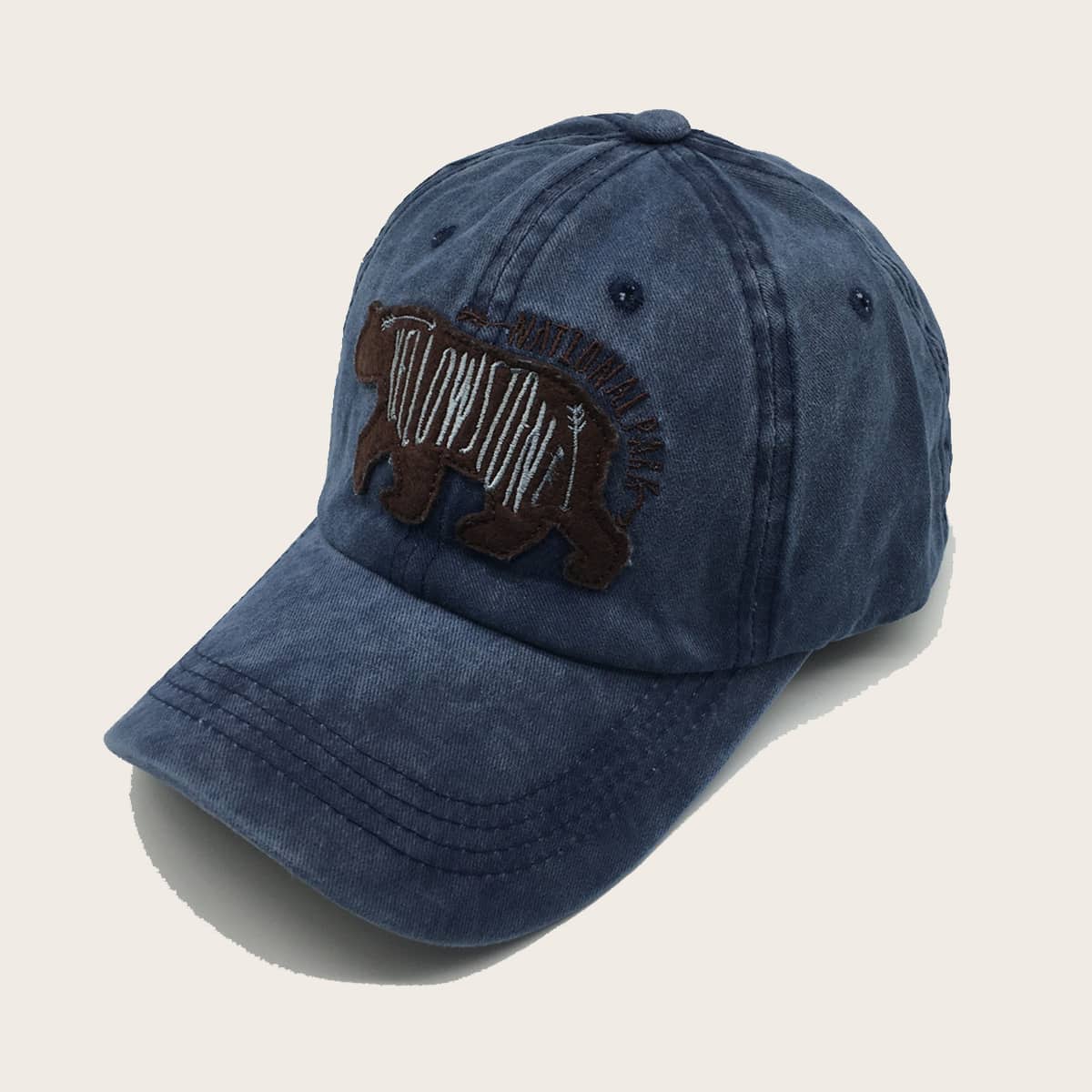 Guys Bear Pattern Baseball Cap, Navy