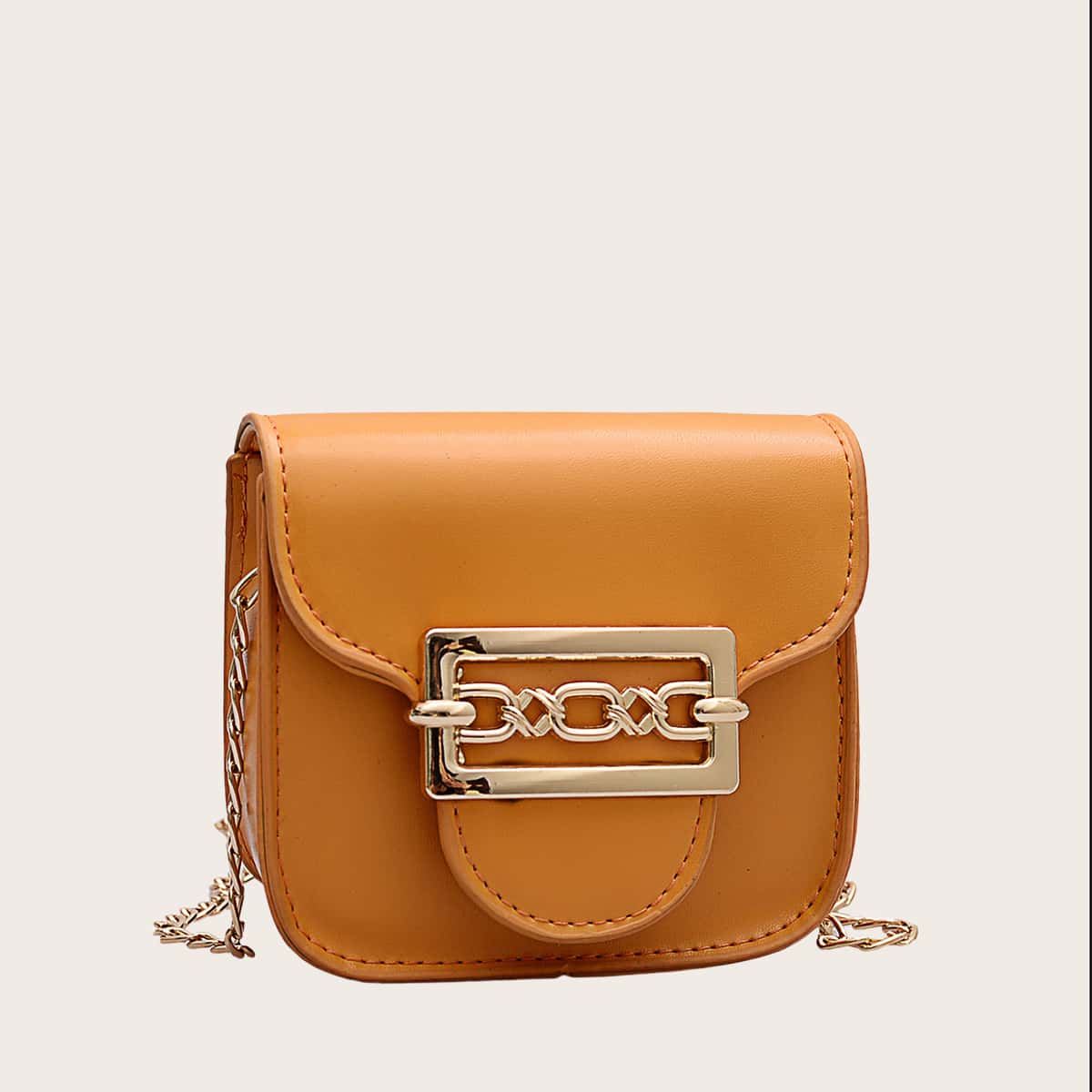 

Mini Metal Buckle Decor Chain Bag, Yellow