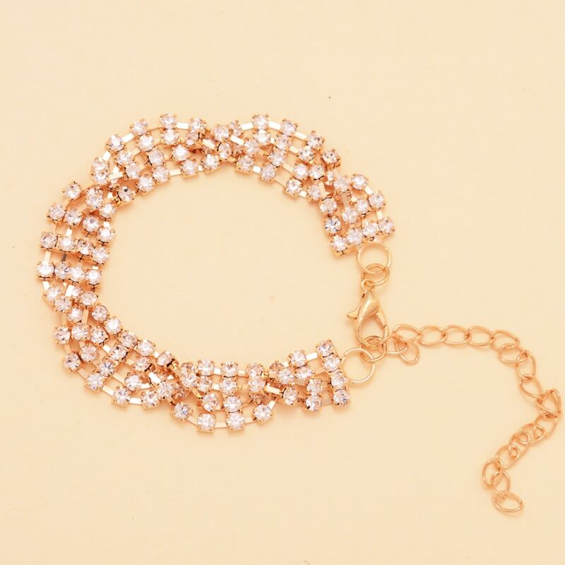 

1pc Rhinestone Engraved Bracelet, Gold