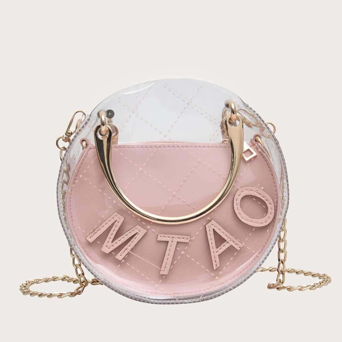 

2pcs Round Clear Bag With Inner Pouch, Pink
