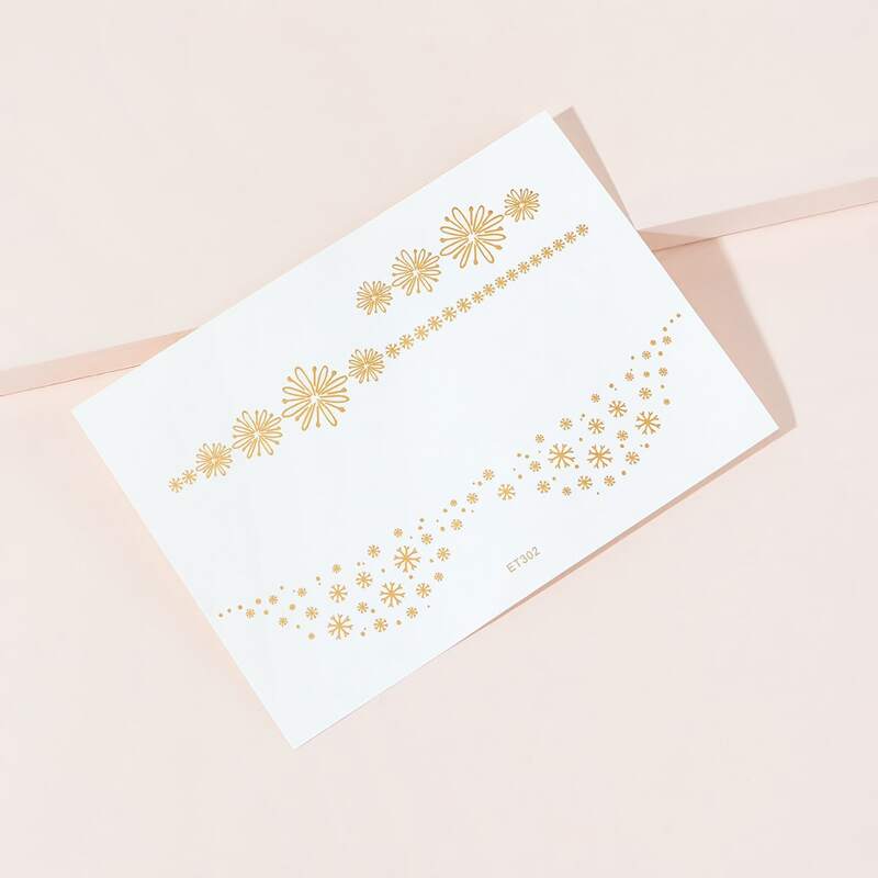 

Floral Pattern Tattoo Sticker, Gold