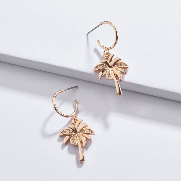 

Coconut Tree Dangle Earrings, Gold