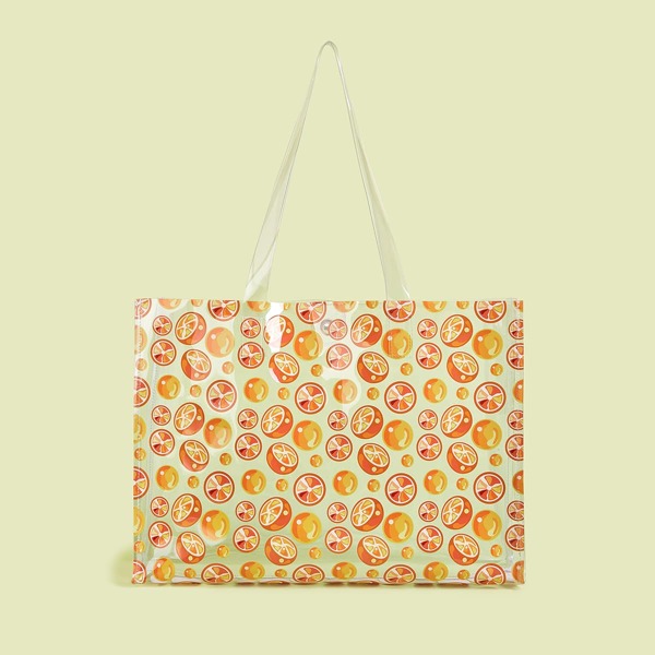 

Lemon Print PVC Tote Bag, Orange