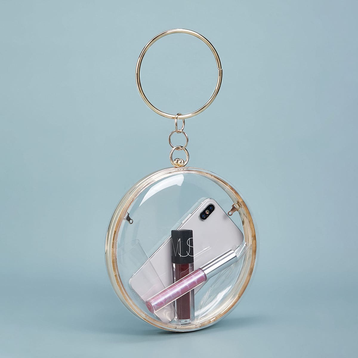

Round Clear Clutch Bag With Ring Handle