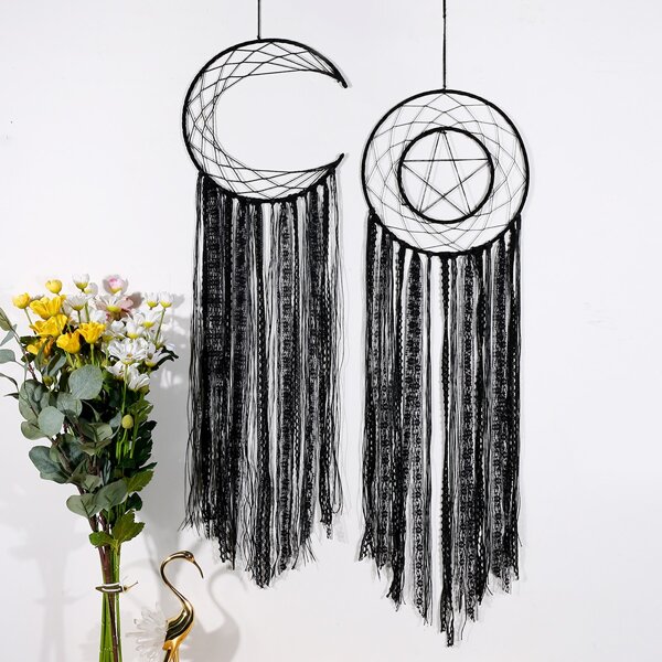 

1pc Tassel Detail Dream Catcher, Black