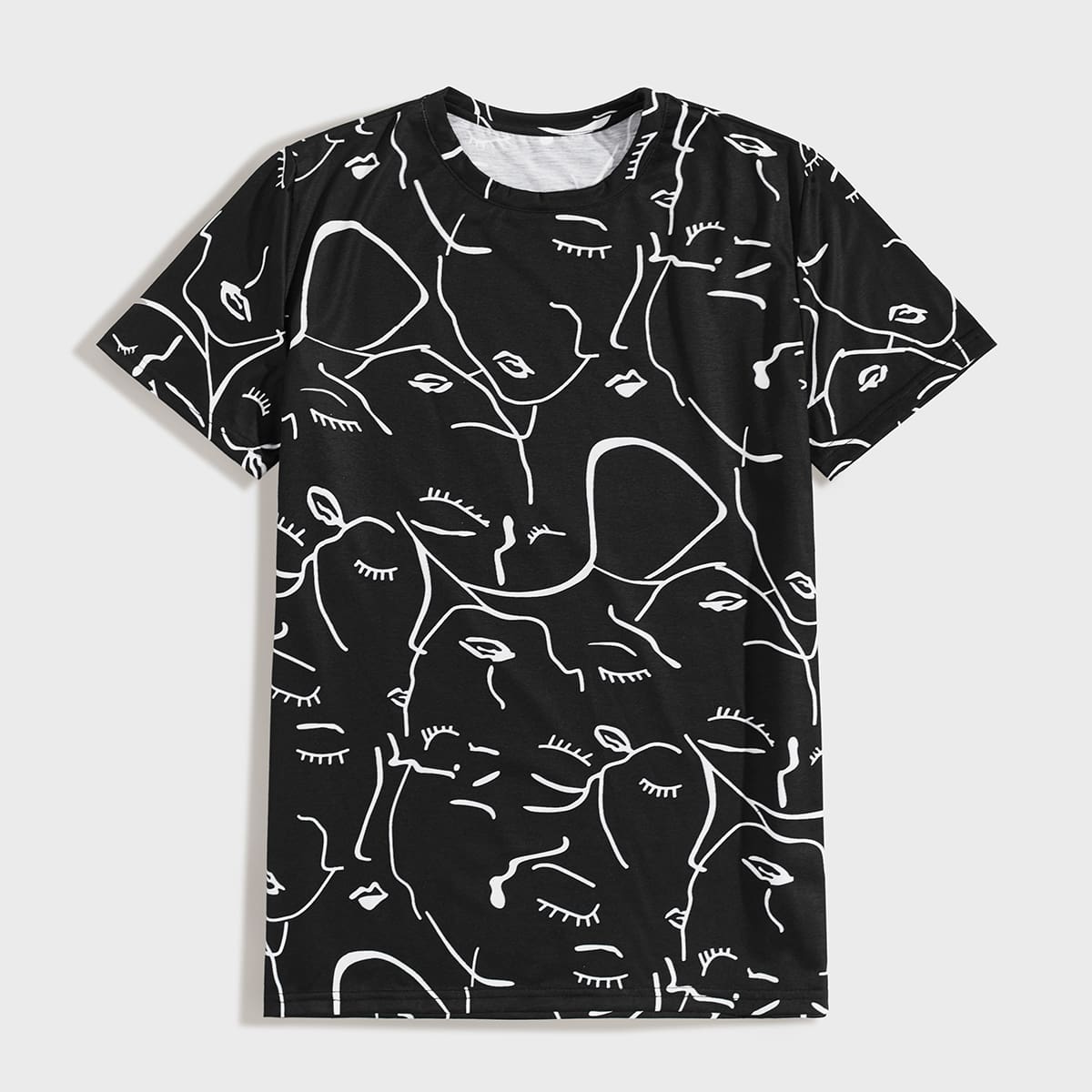 

Guys Abstract Figure Graphic Round Neck Tee, Black