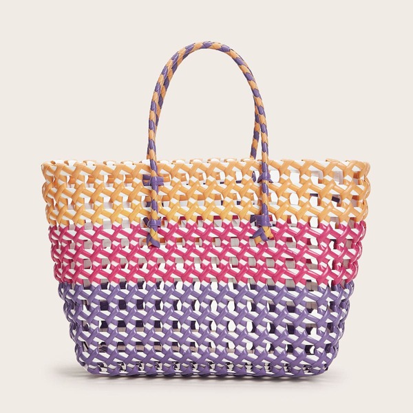 

Clear Satchel Bag With Daisy Embroidered Inner Pouch, Multicolor