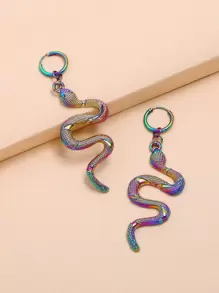 1 Pair Retro Unique Snake Shaped Earrings, Suitable For Daily Wear