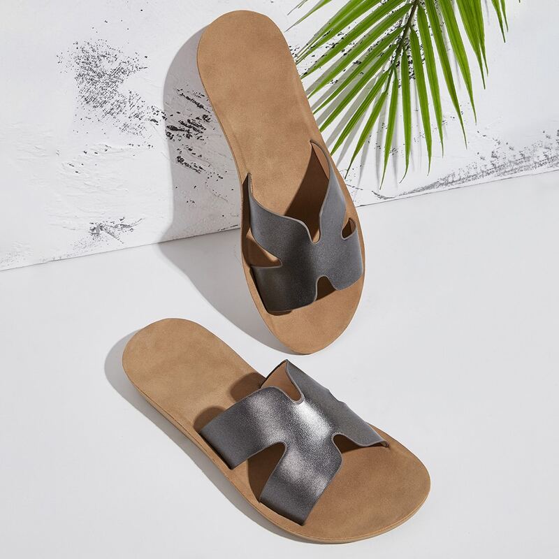 

Metallic Cut-out Sliders, Grey