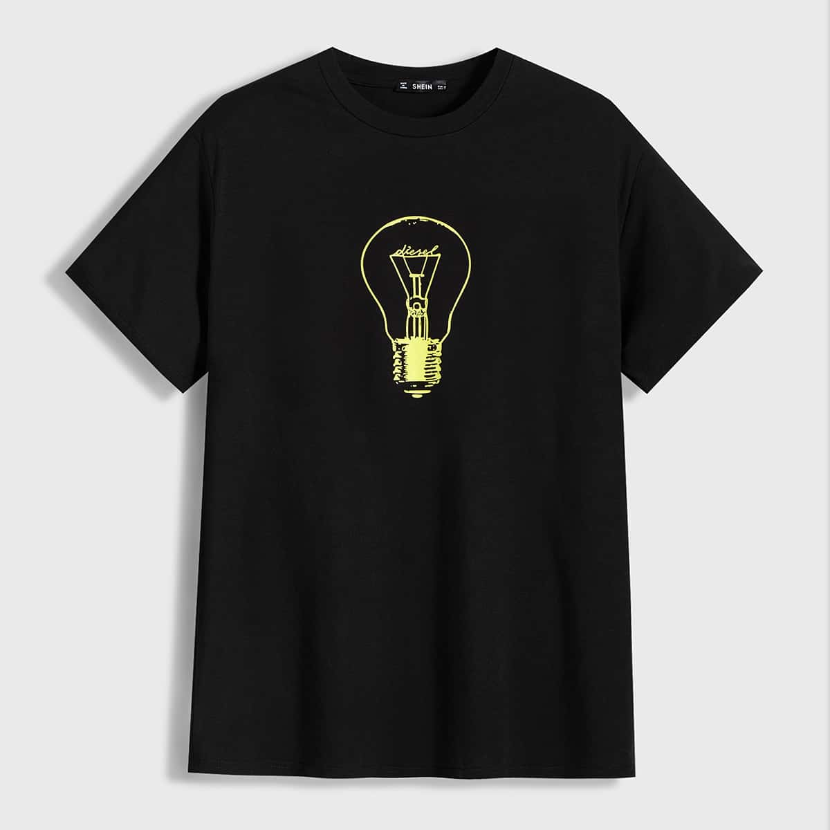 

Guys Light Bulb Print Top, Black
