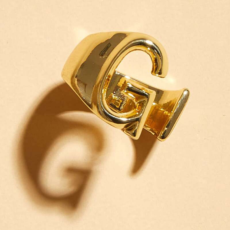 

Letter Decor Ring, Gold