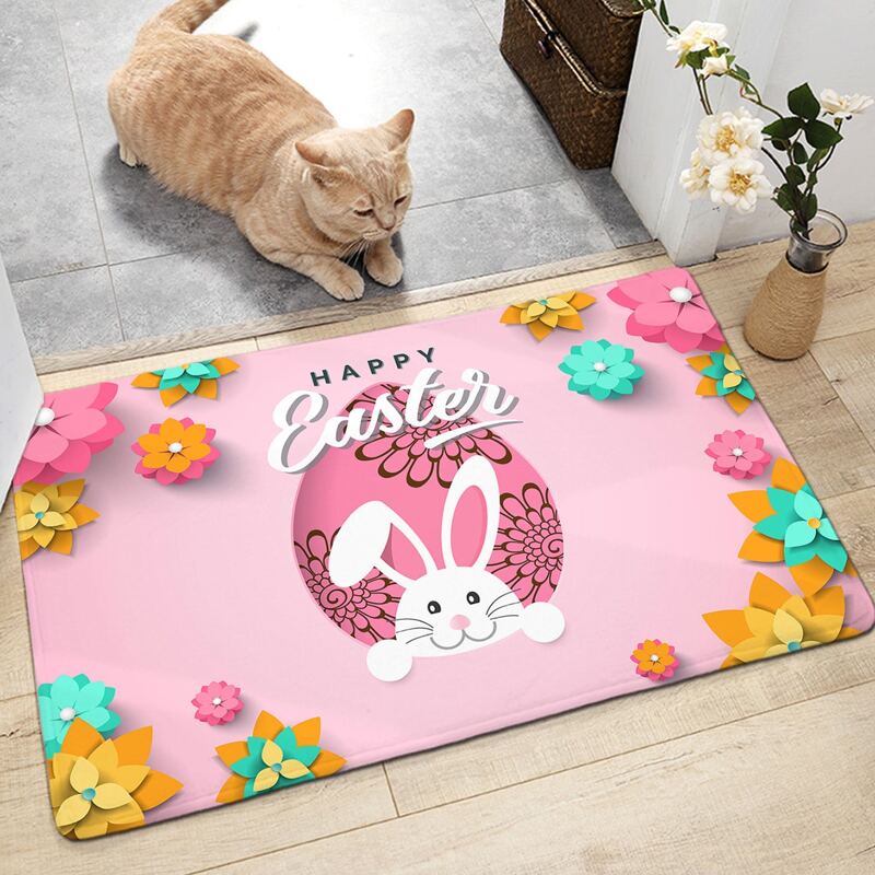 

Rabbit Print Floor Mat, Pink