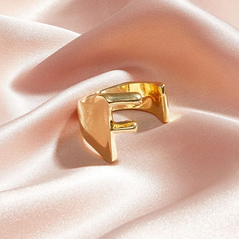 

Letter Decor Ring, Gold