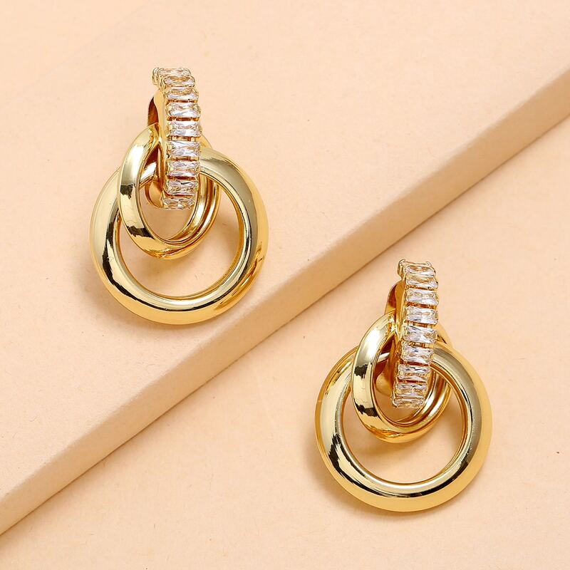 

Rhinestone Drop Earrings, Gold