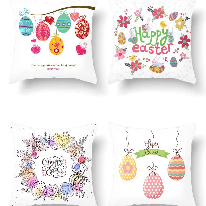

1pc Egg Print Cushion Cover Without Filler, White