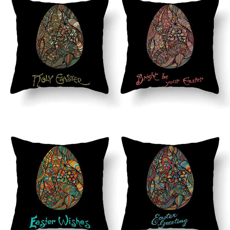 

1pc Egg Print Cushion Cover Without Filler, Black