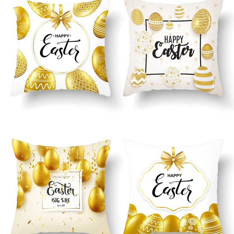 

1pc Egg Print Cushion Cover Without Filler, White