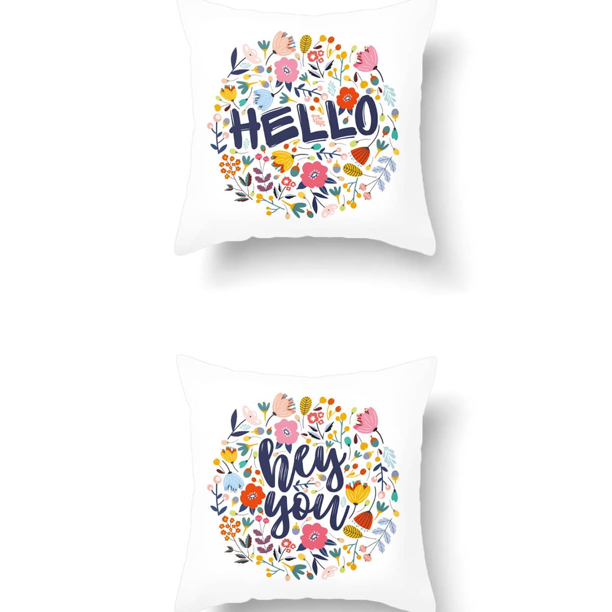

1pc Flower Print Cushion Cover Without Filler, White